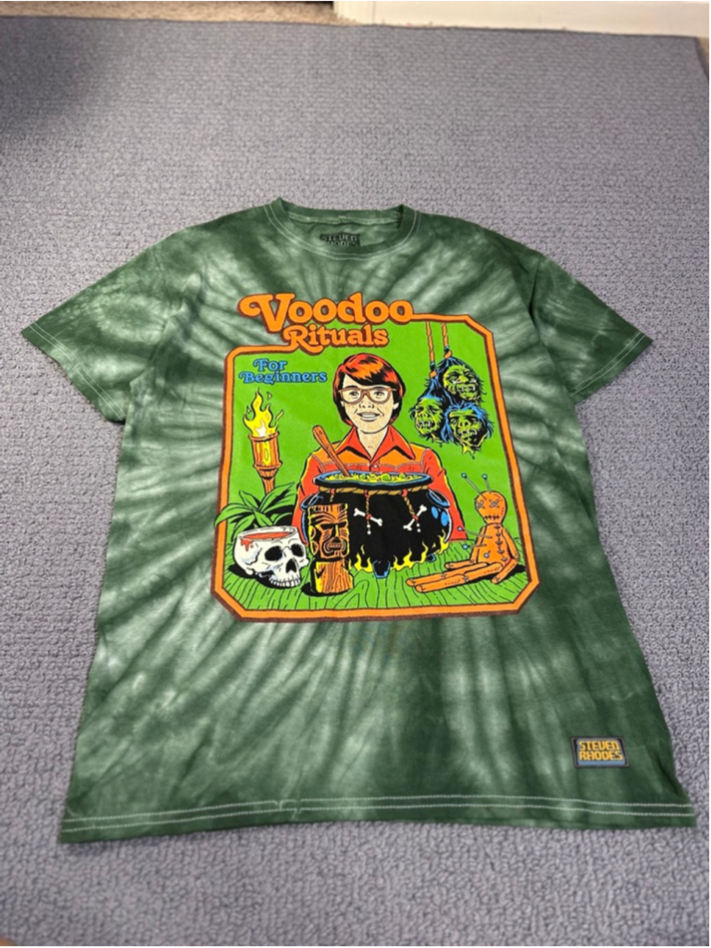 Steven Rhodes Voodoo Rituals For Beginners Tie Dye Graphic T-Shirt Size Small